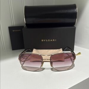Bulgari Gold and Pink Sunglasses with Square Frame